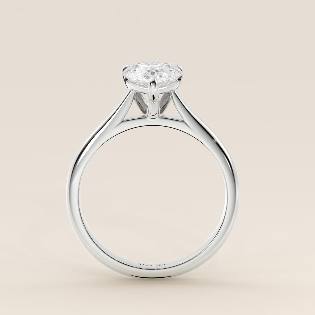 Verlovingsring peer lab grown diamant met cathedral setting, witgoud