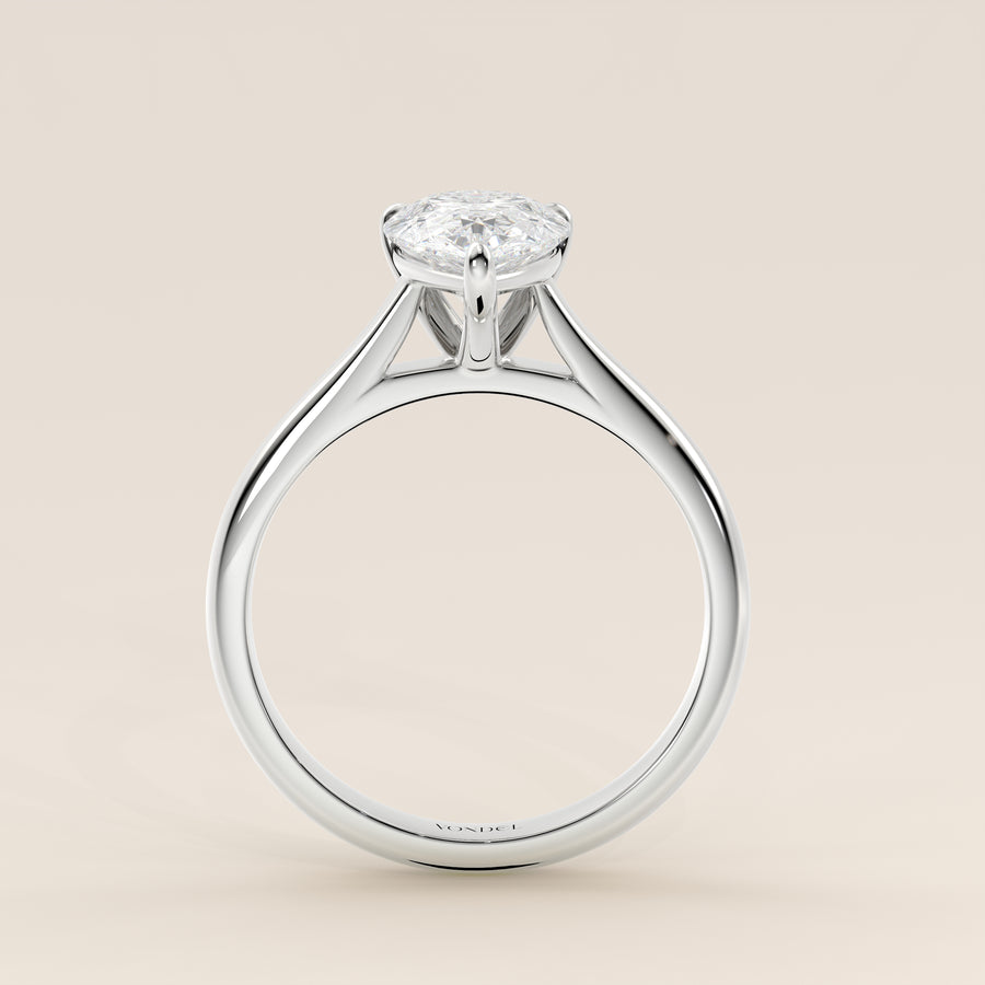 Verlovingsring peer lab grown diamant met cathedral setting, witgoud