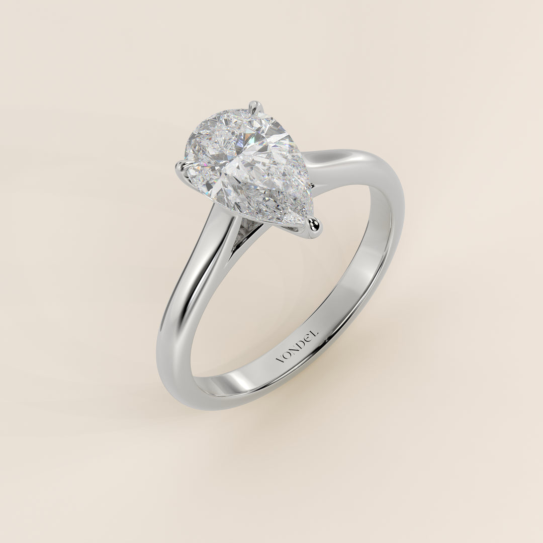 Verlovingsring peer lab grown diamant met cathedral setting, witgoud