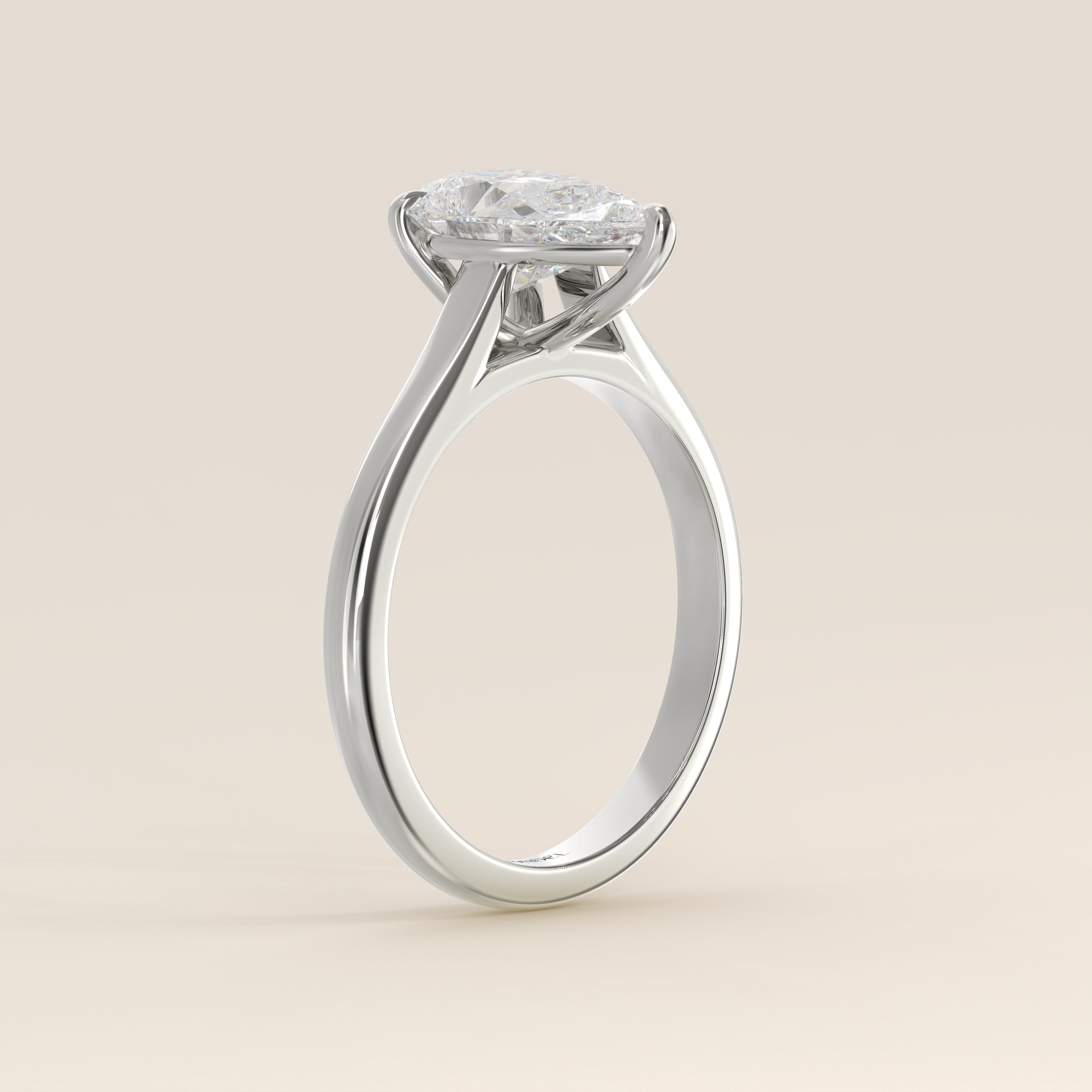 Verlovingsring peer lab grown diamant met cathedral setting, witgoud
