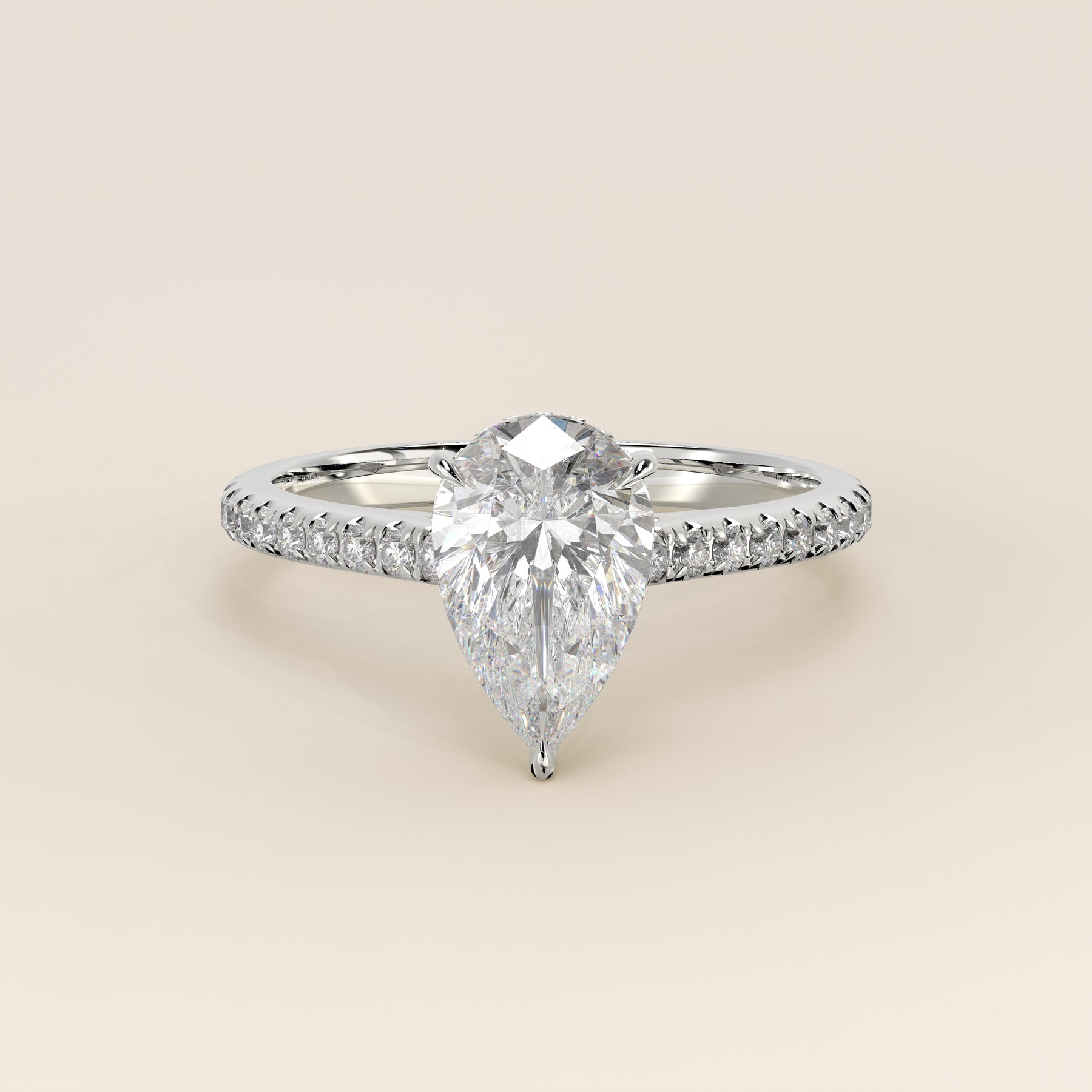 Lara - Pear Solitaire Lab Grown Diamond Ring with Cathedral Setting, P ...