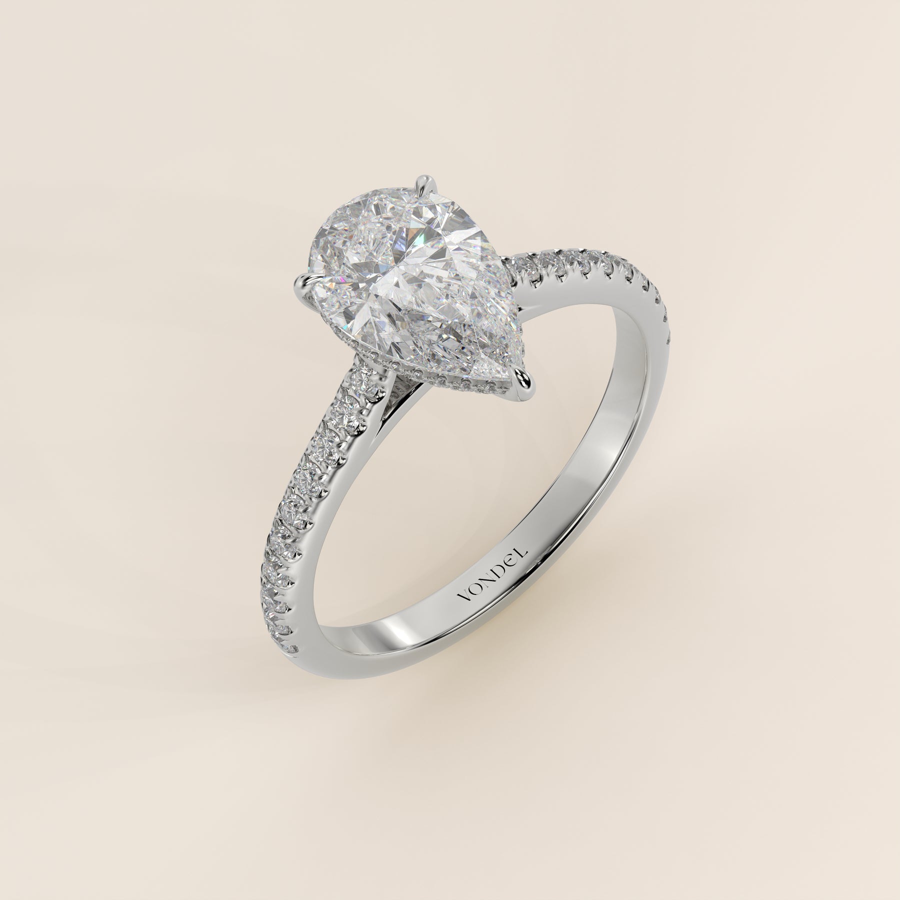Lara - Pear Solitaire Lab Grown Diamond Ring with Cathedral Setting, P ...