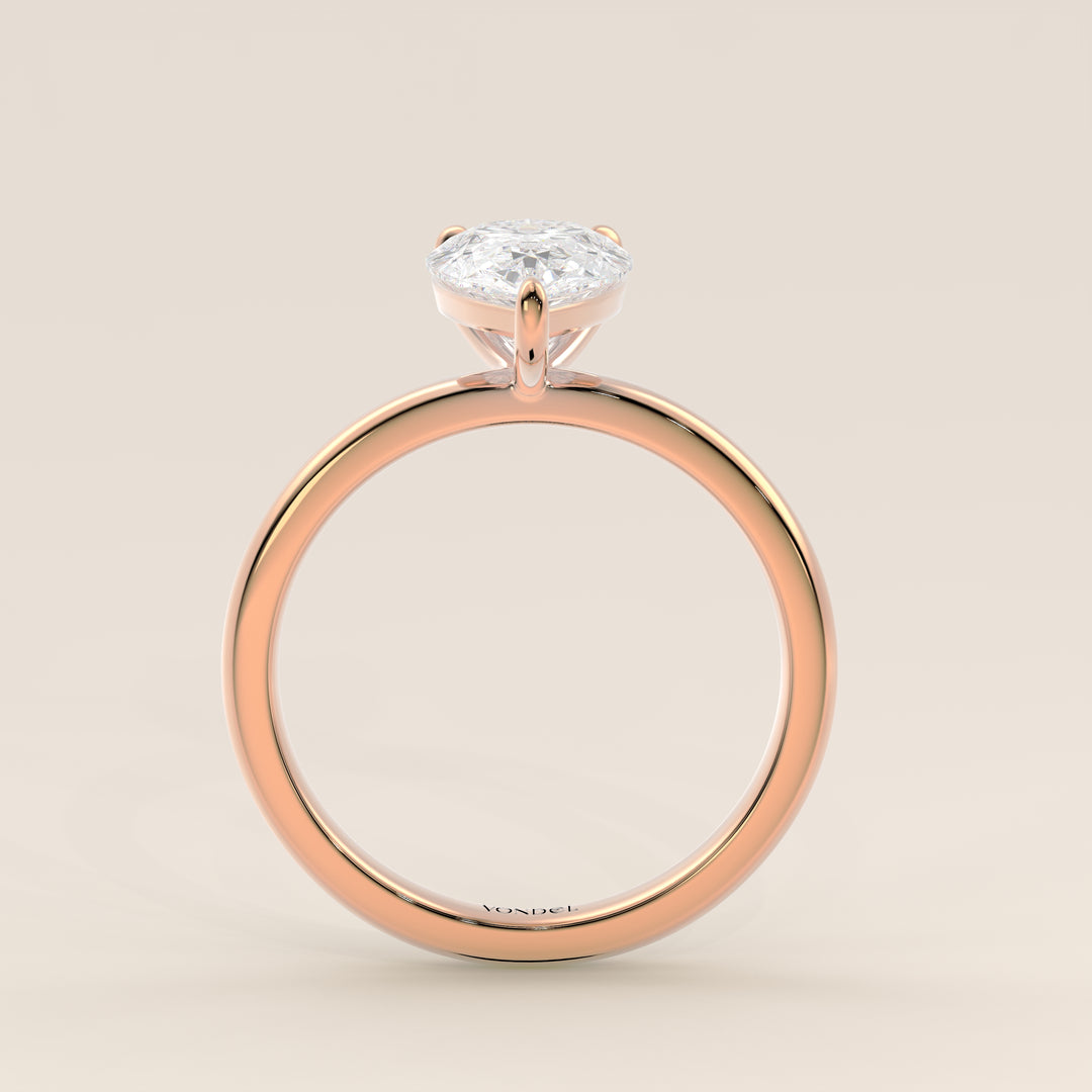 Verlobungsring mit birnenförmigem, im Labor gezüchtetem Diamanten, Roségold