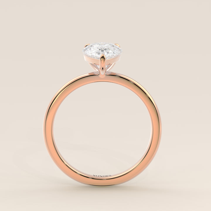 Verlobungsring mit birnenförmigem, im Labor gezüchtetem Diamanten, Roségold
