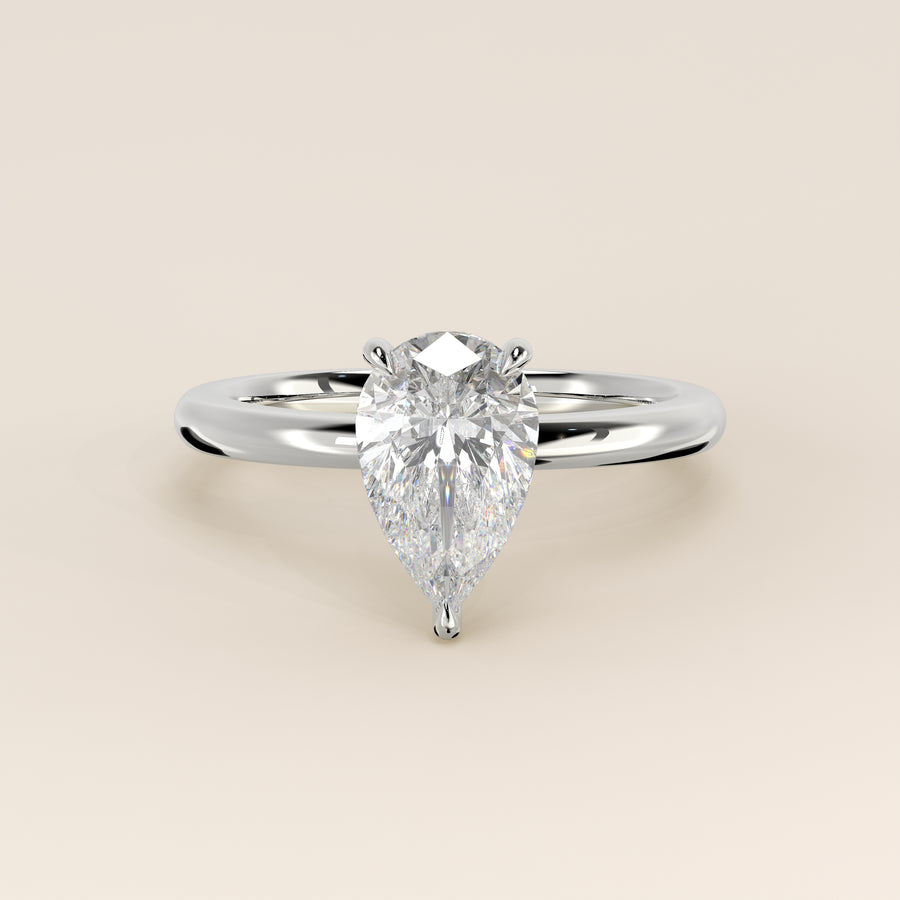 Verlovingsring peer lab grown diamant, witgoud