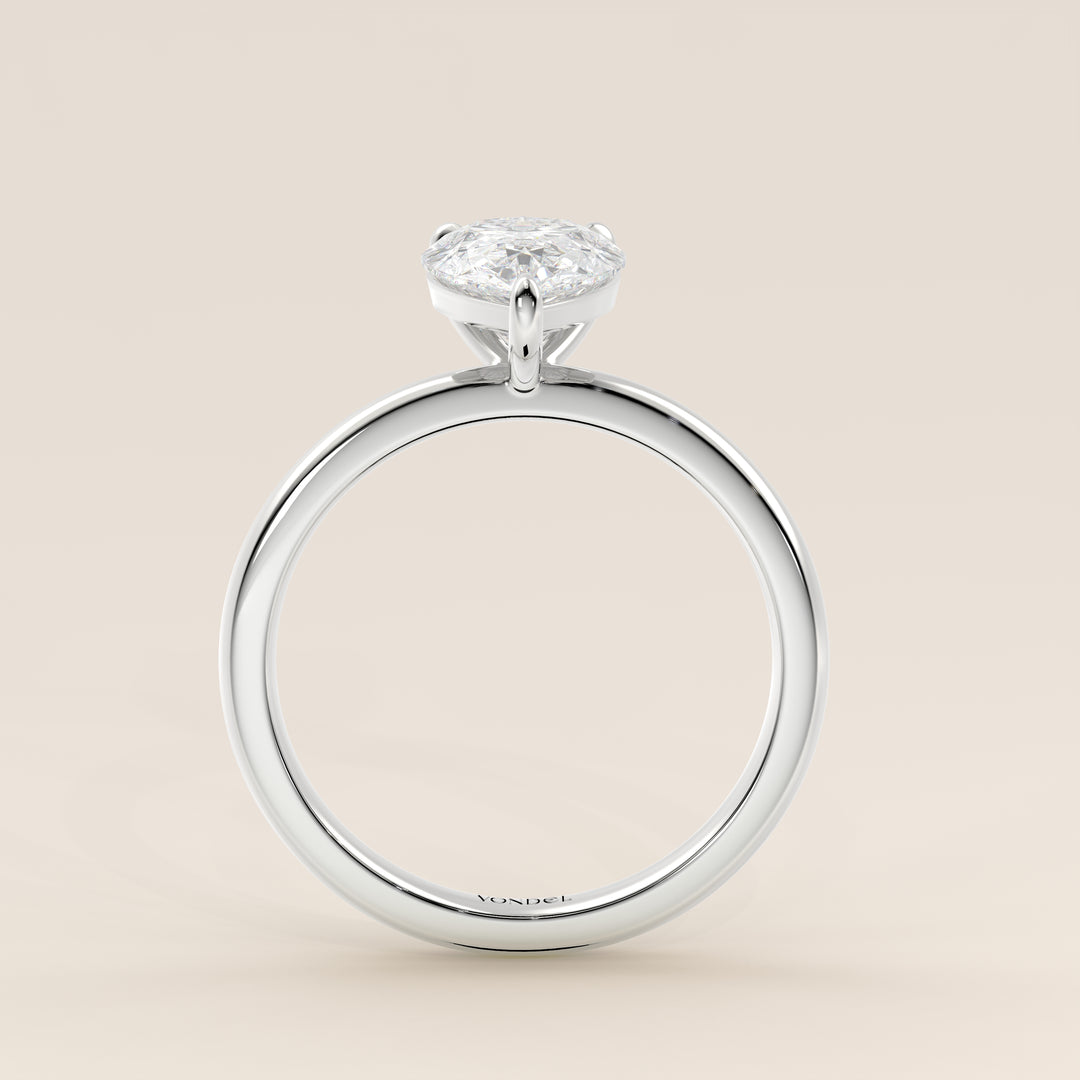 Verlobungsring mit birnenförmigem, im Labor gezüchtetem Diamanten, Weißgold