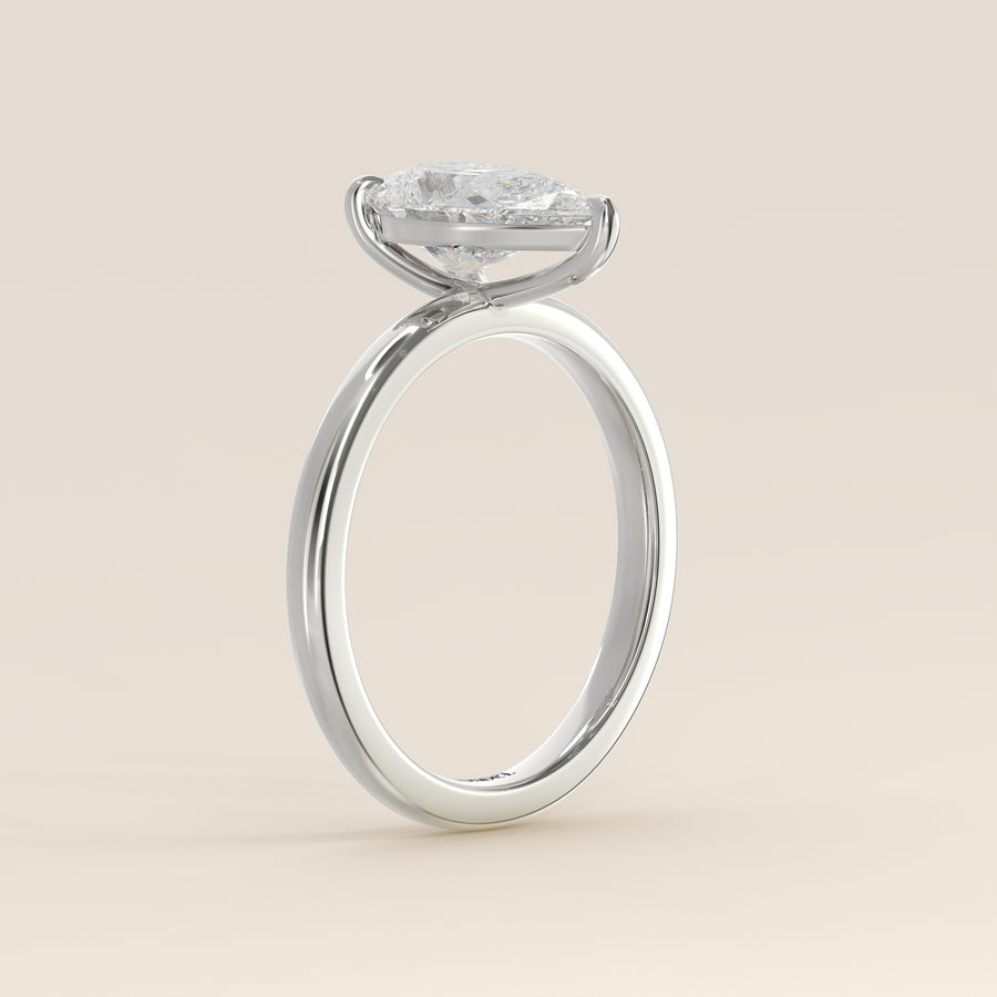 Verlovingsring peer lab grown diamant, witgoud