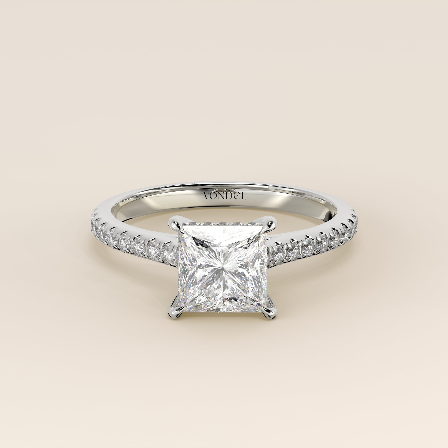 Lara - Princess Solitaire Lab Grown Diamond Ring with Cathedral Settin ...