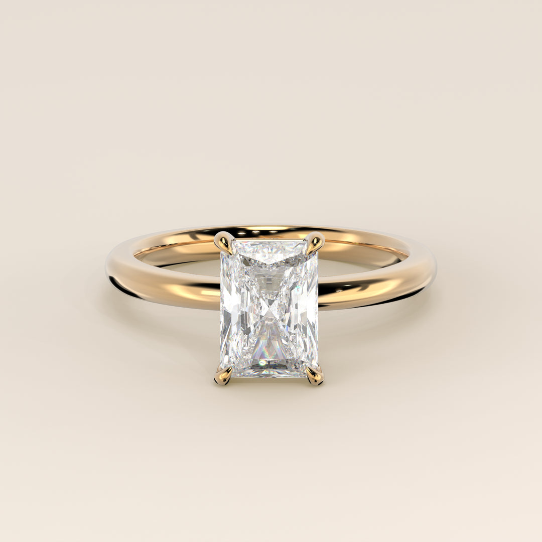 Verlobungsring mit strahlendem, im Labor gezüchtetem Diamanten, Gelbgold