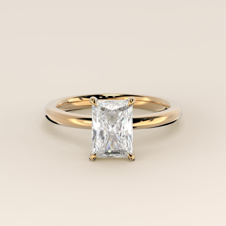 Verlovingsring radiant lab grown diamant, geelgoud