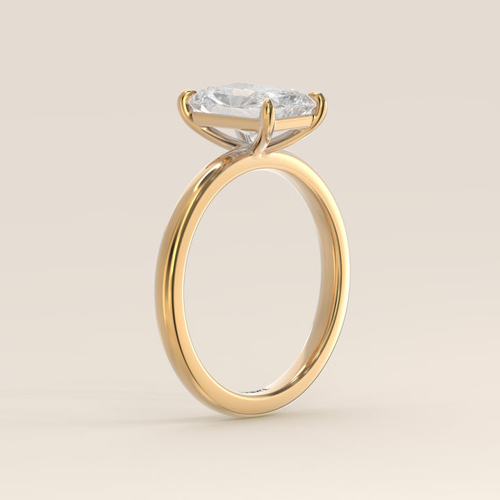 Verlobungsring mit strahlendem, im Labor gezüchtetem Diamanten, Gelbgold