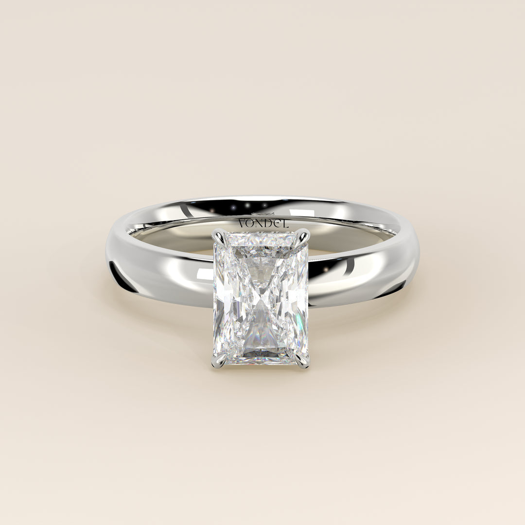 Verlovingsring radiant lab grown diamant met brede band en hidden halo, witgoud