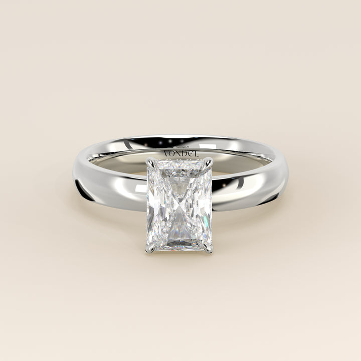 Verlovingsring radiant lab grown diamant met brede band en hidden halo, witgoud