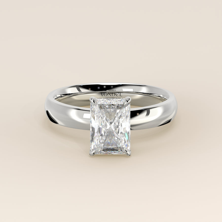 Verlovingsring radiant lab grown diamant met brede band en hidden halo, witgoud