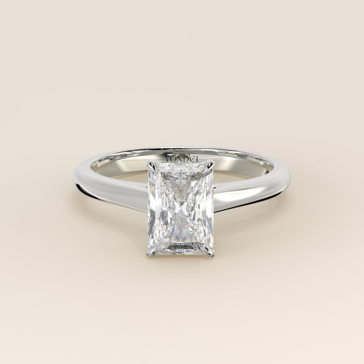 Verlovingsring radiant lab grown diamant met cathedral setting en hidden halo, witgoud