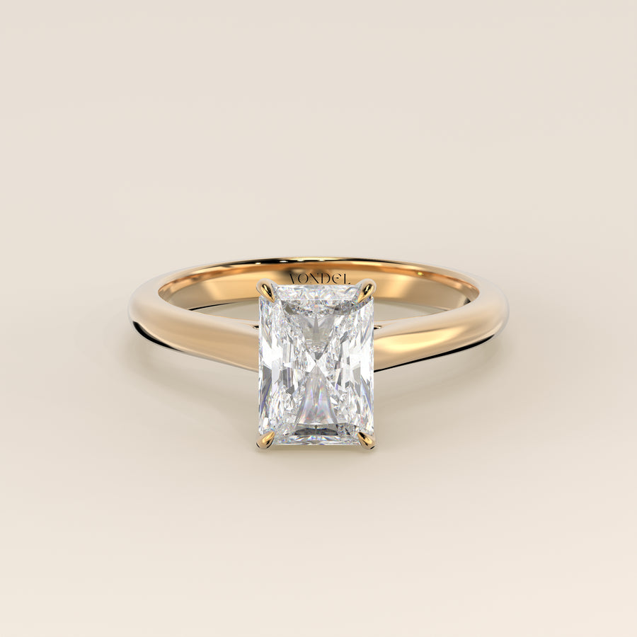 Verlovingsring radiant lab grown diamant met cathedral setting, geelgoud