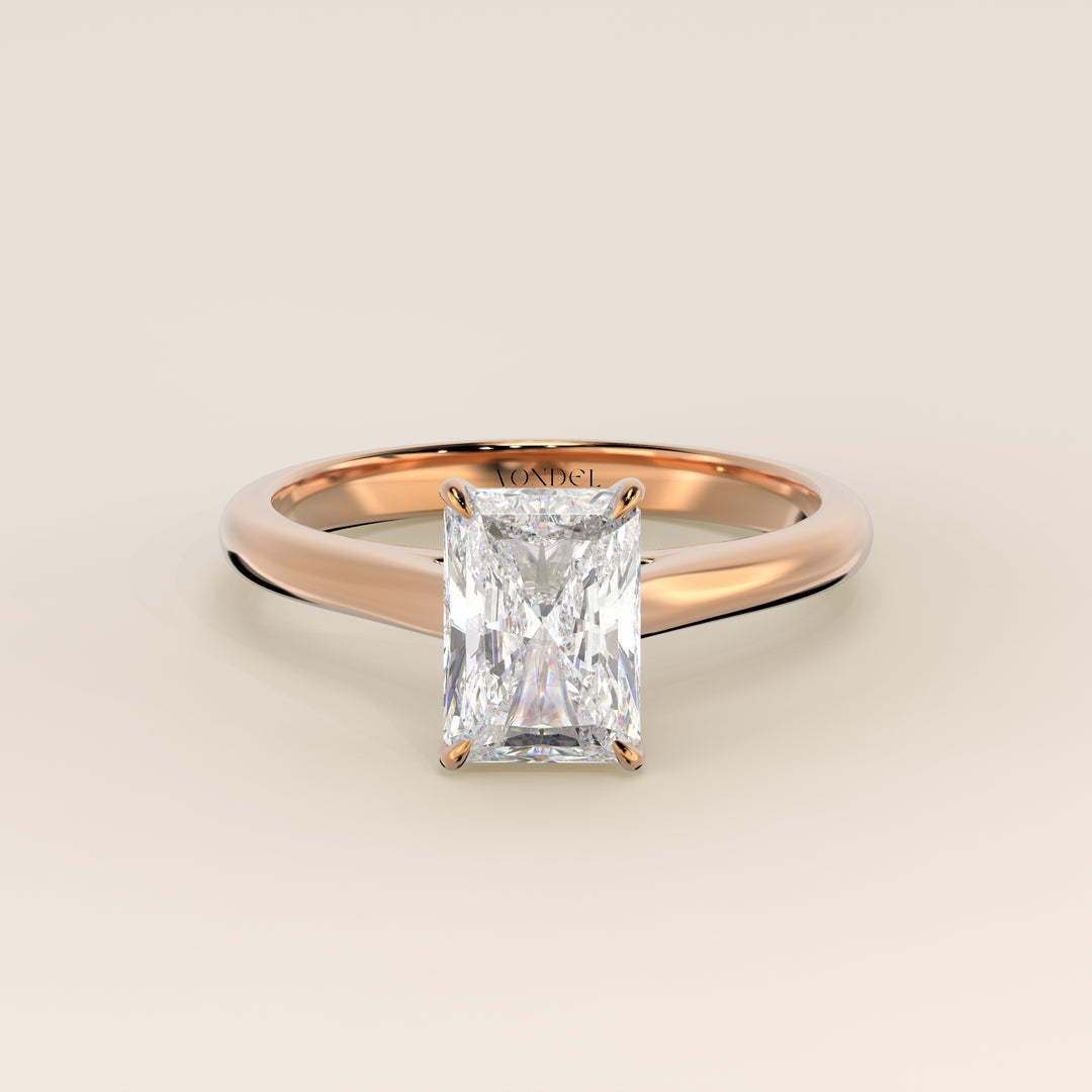 Verlovingsring radiant lab grown diamant met cathedral setting, rosegoud