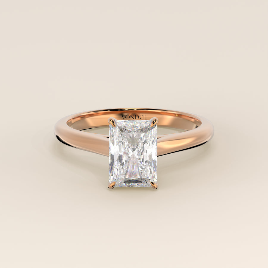 Verlovingsring radiant lab grown diamant met cathedral setting, rosegoud