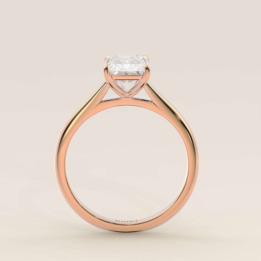 Verlovingsring radiant lab grown diamant met cathedral setting, rosegoud