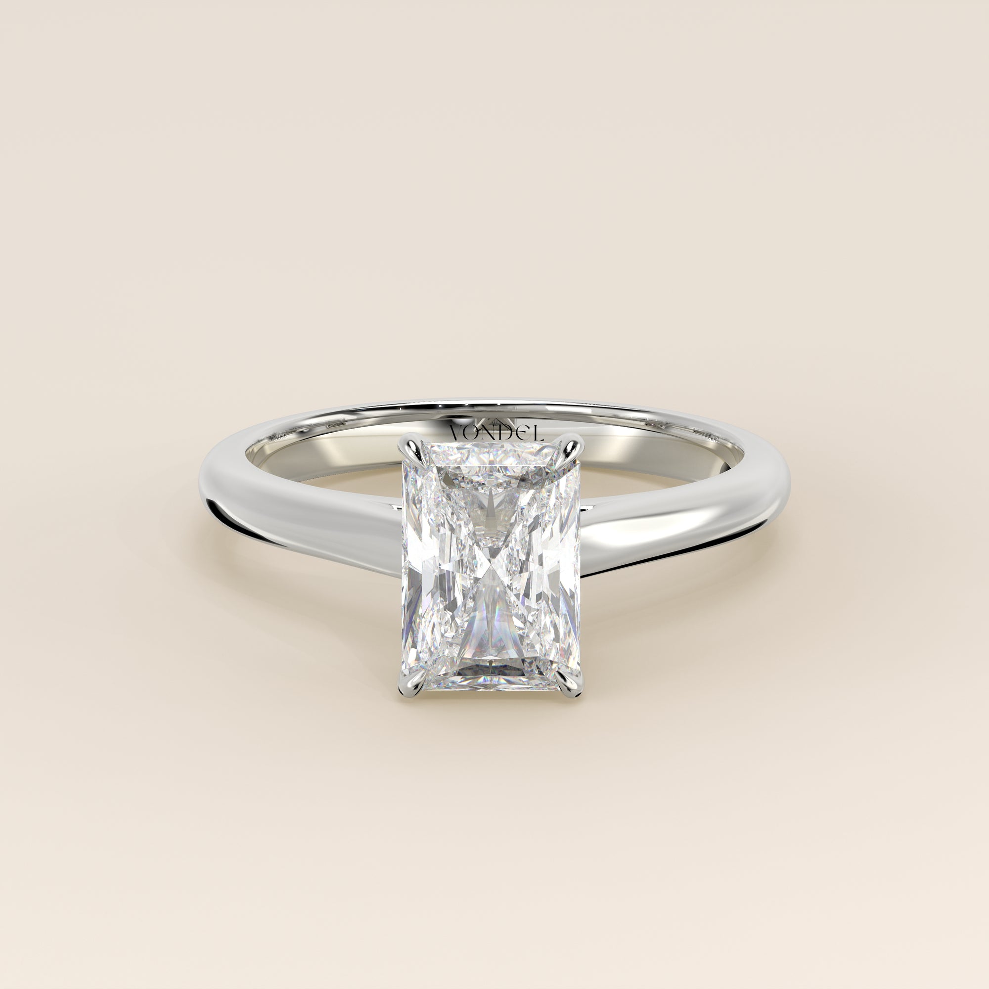 Verlovingsring radiant lab grown diamant met cathedral setting, witgoud
