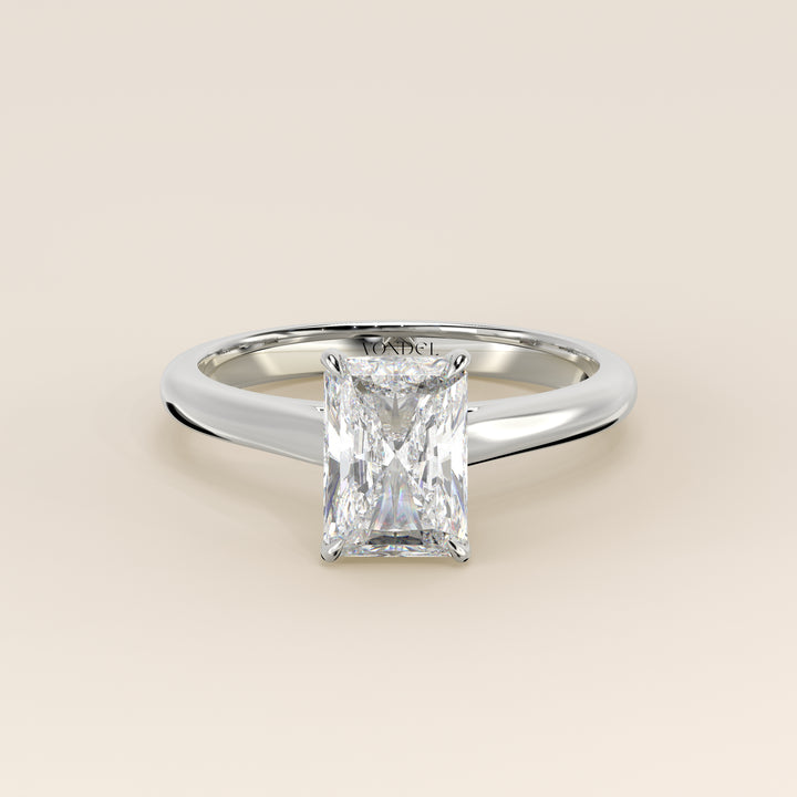 Verlovingsring radiant lab grown diamant met cathedral setting, witgoud