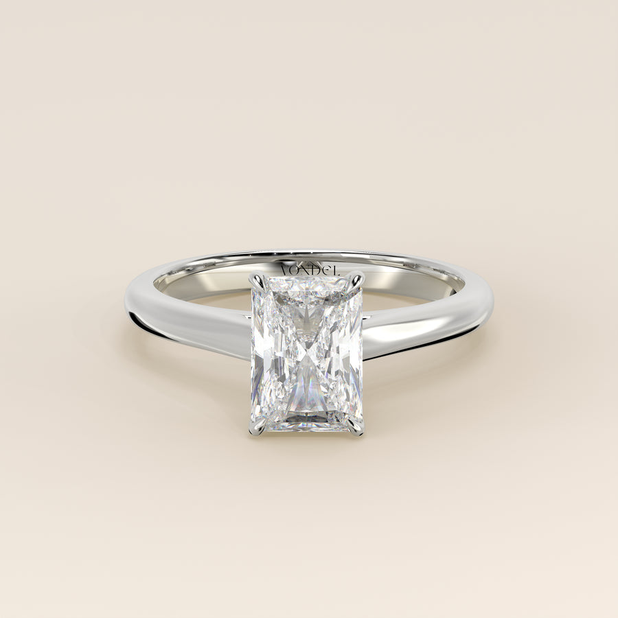 Verlovingsring radiant lab grown diamant met cathedral setting, witgoud