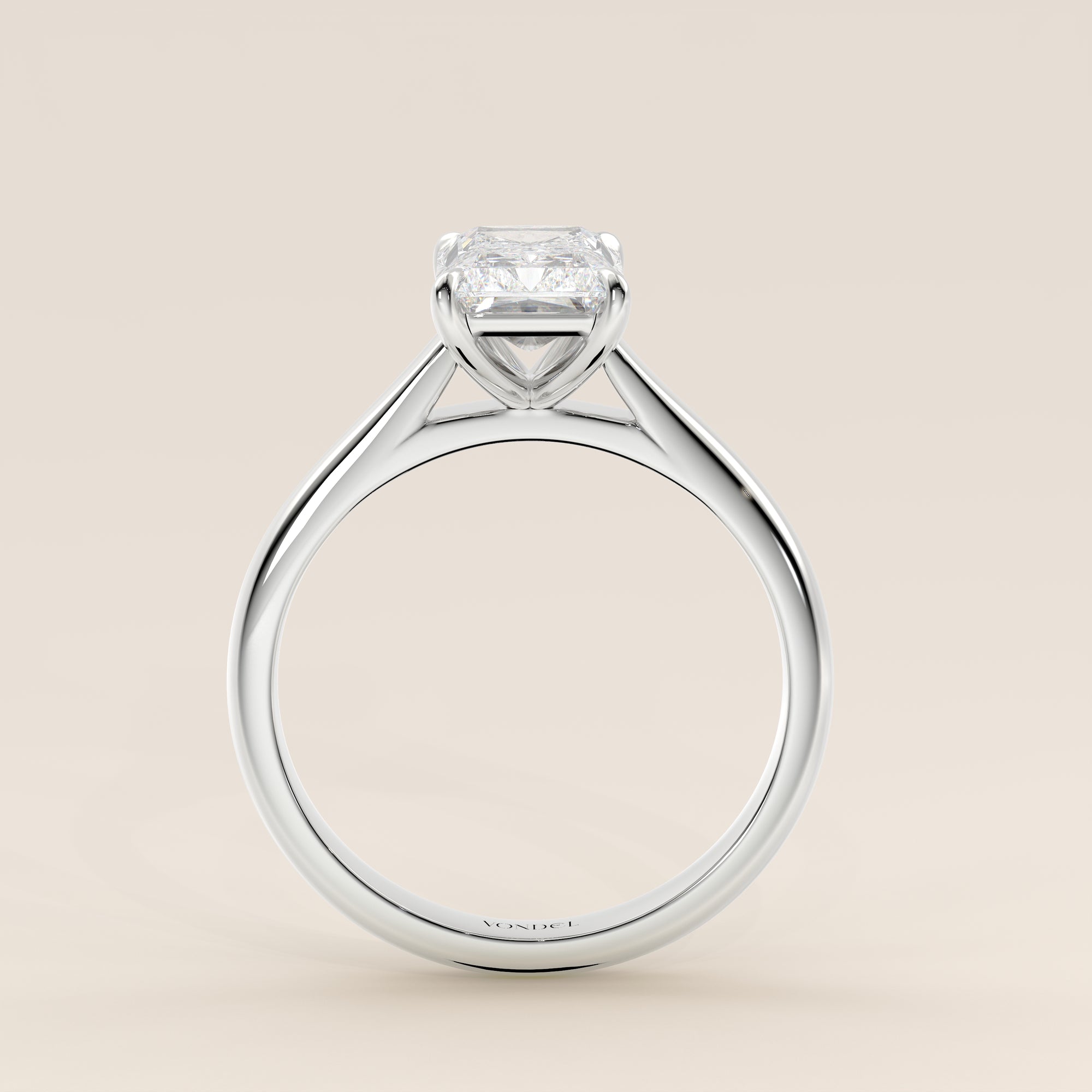 Verlovingsring radiant lab grown diamant met cathedral setting, witgoud