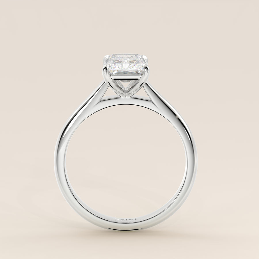Verlovingsring radiant lab grown diamant met cathedral setting, witgoud