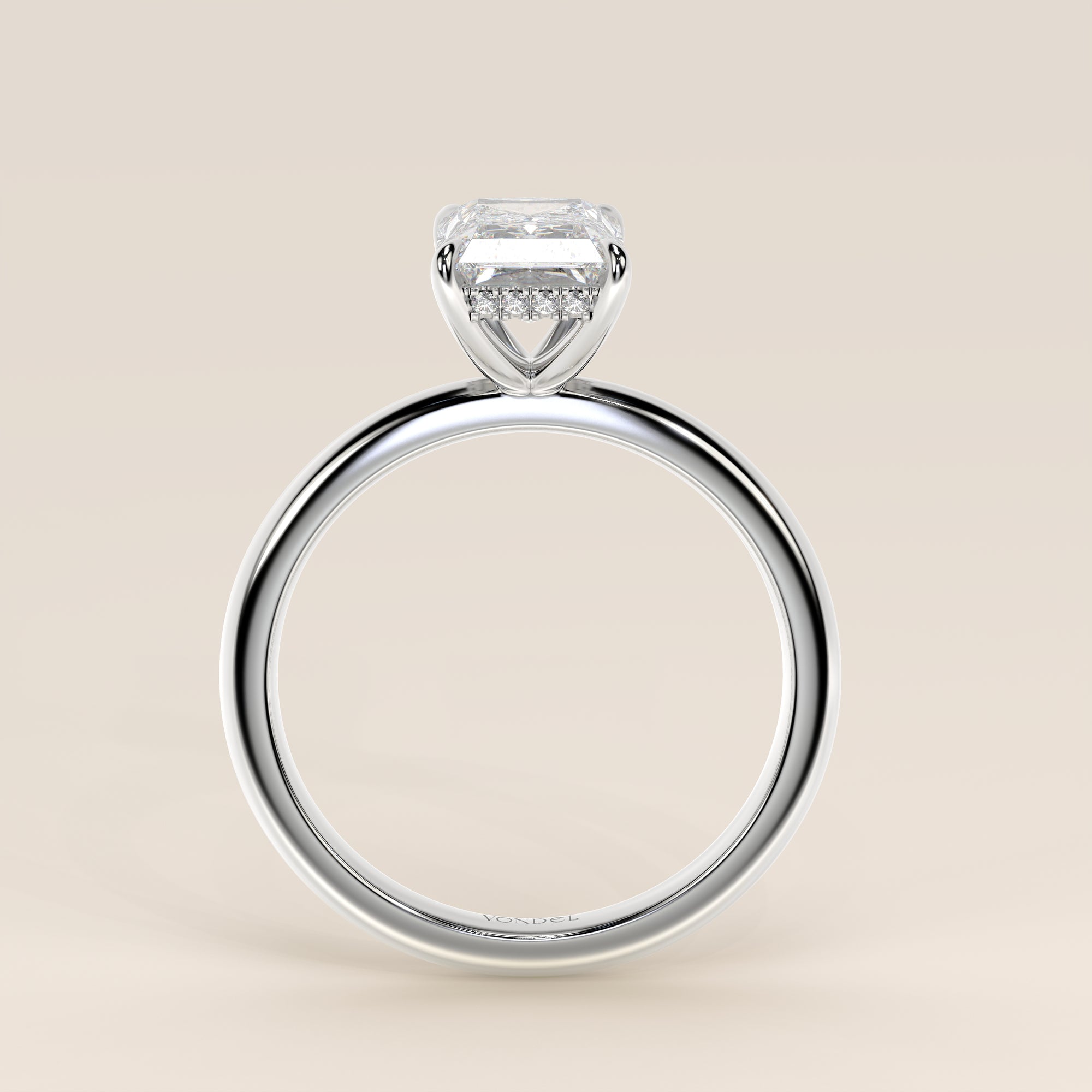 Verlovingsring radiant lab grown diamant met hidden halo, platina