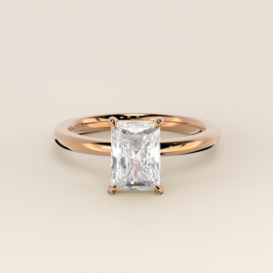 Verlovingsring radiant lab grown diamant, rosegoud