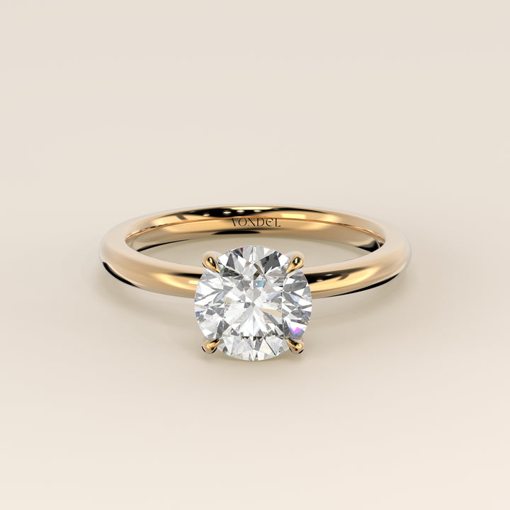 Verlobungsring mit rundem, im Labor gezüchtetem Diamanten, Gelbgold