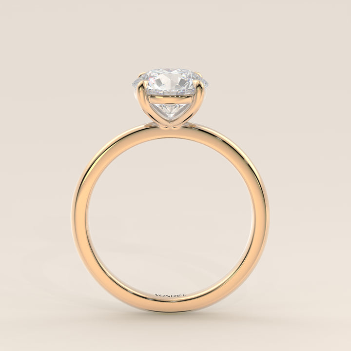 Verlobungsring mit rundem, im Labor gezüchtetem Diamanten, Gelbgold