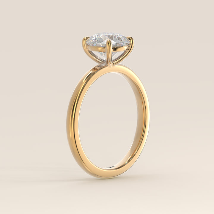Verlobungsring mit rundem, im Labor gezüchtetem Diamanten, Gelbgold