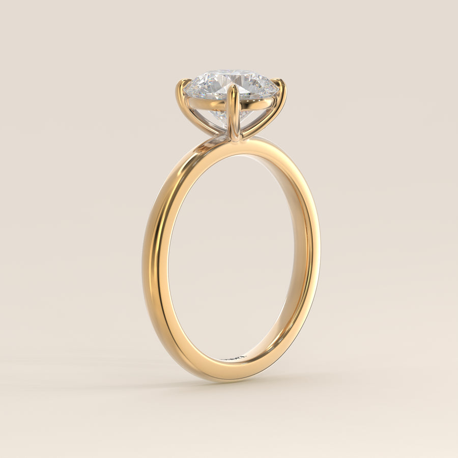 Verlovingsring rond lab grown diamant, geelgoud