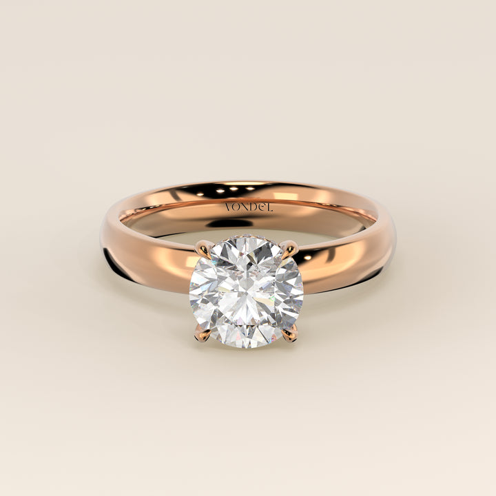 Verlovingsring rond lab grown diamant met brede band en hidden halo, rosegoud