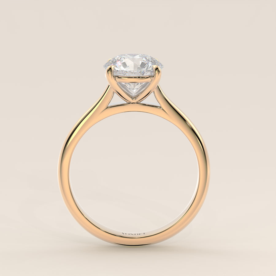 Verlovingsring rond lab grown diamant met cathedral setting, geelgoud