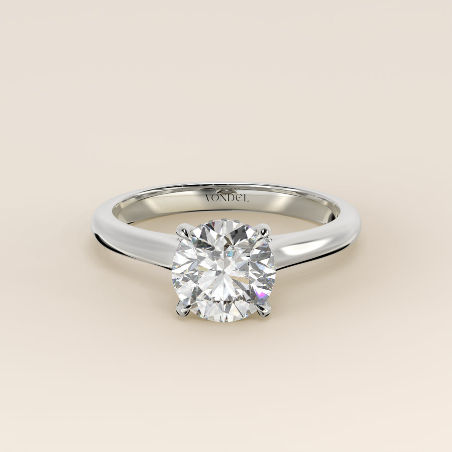Verlovingsring rond lab grown diamant met cathedral setting, hidden halo en diamond bridge, witgoud