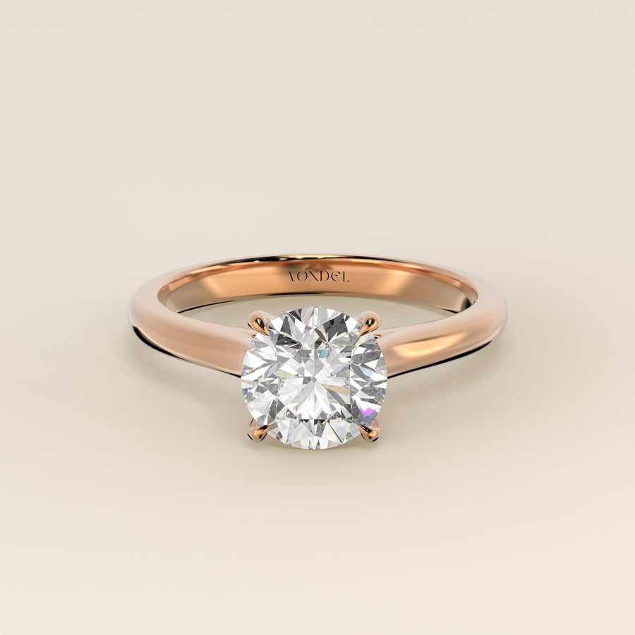 Verlovingsring rond lab grown diamant met cathedral setting, rosegoud