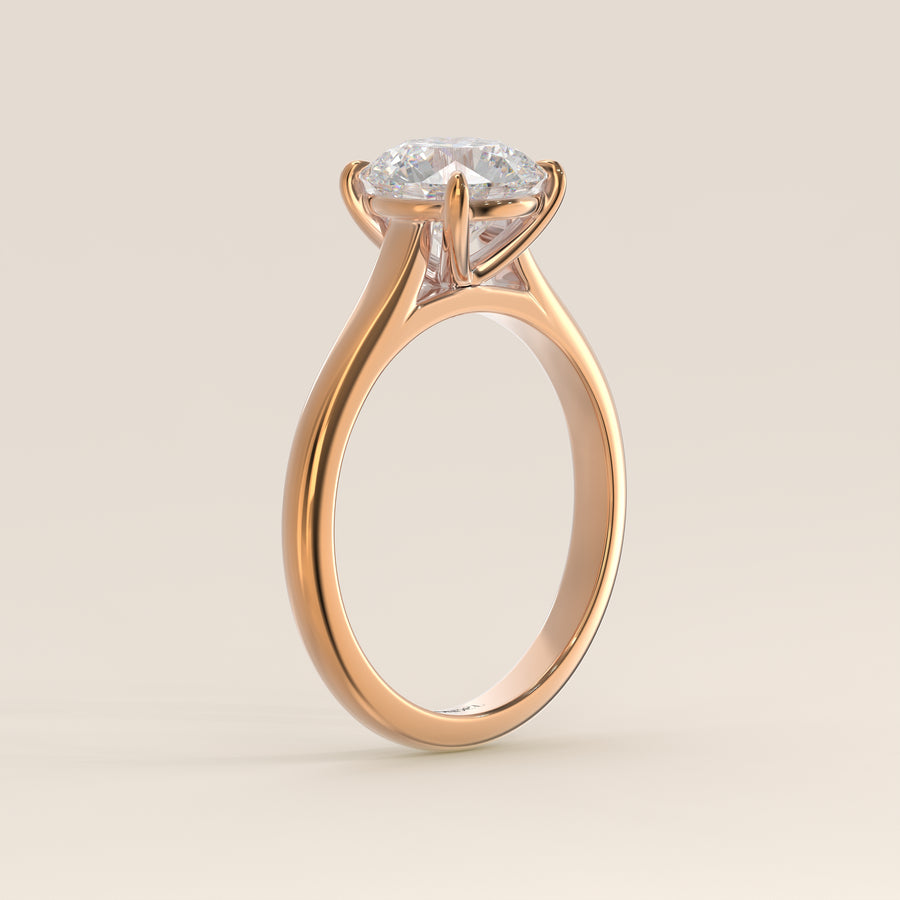 Verlovingsring rond lab grown diamant met cathedral setting, rosegoud