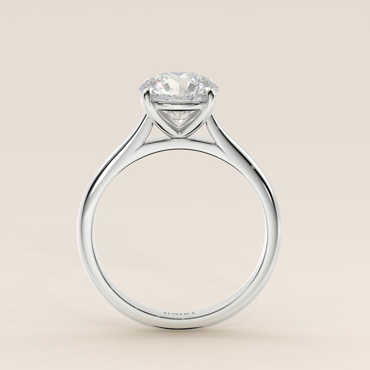 Verlobungsring mit rundem, im Labor gezüchtetem Diamanten in Kathedralenfassung, Weißgold