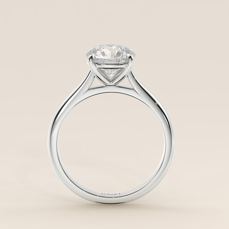 Verlovingsring rond lab grown diamant met cathedral setting, witgoud