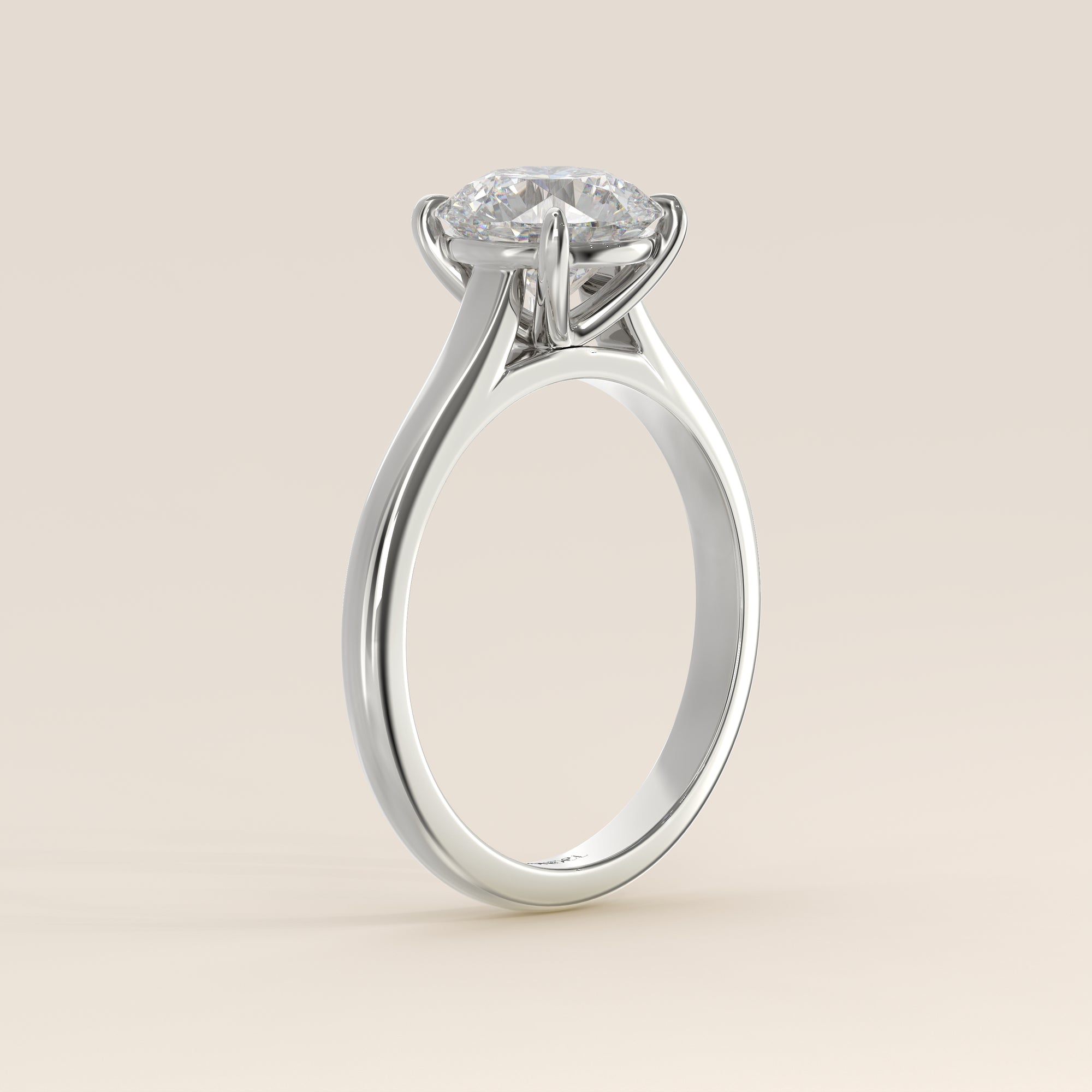 Verlobungsring mit rundem, im Labor gezüchtetem Diamanten in Kathedralenfassung, Weißgold