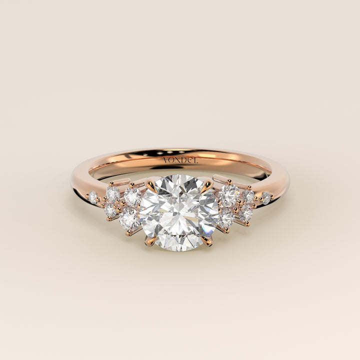 Verlovingsring rond lab grown diamant met hidden halo en lage zetting, rosegoud