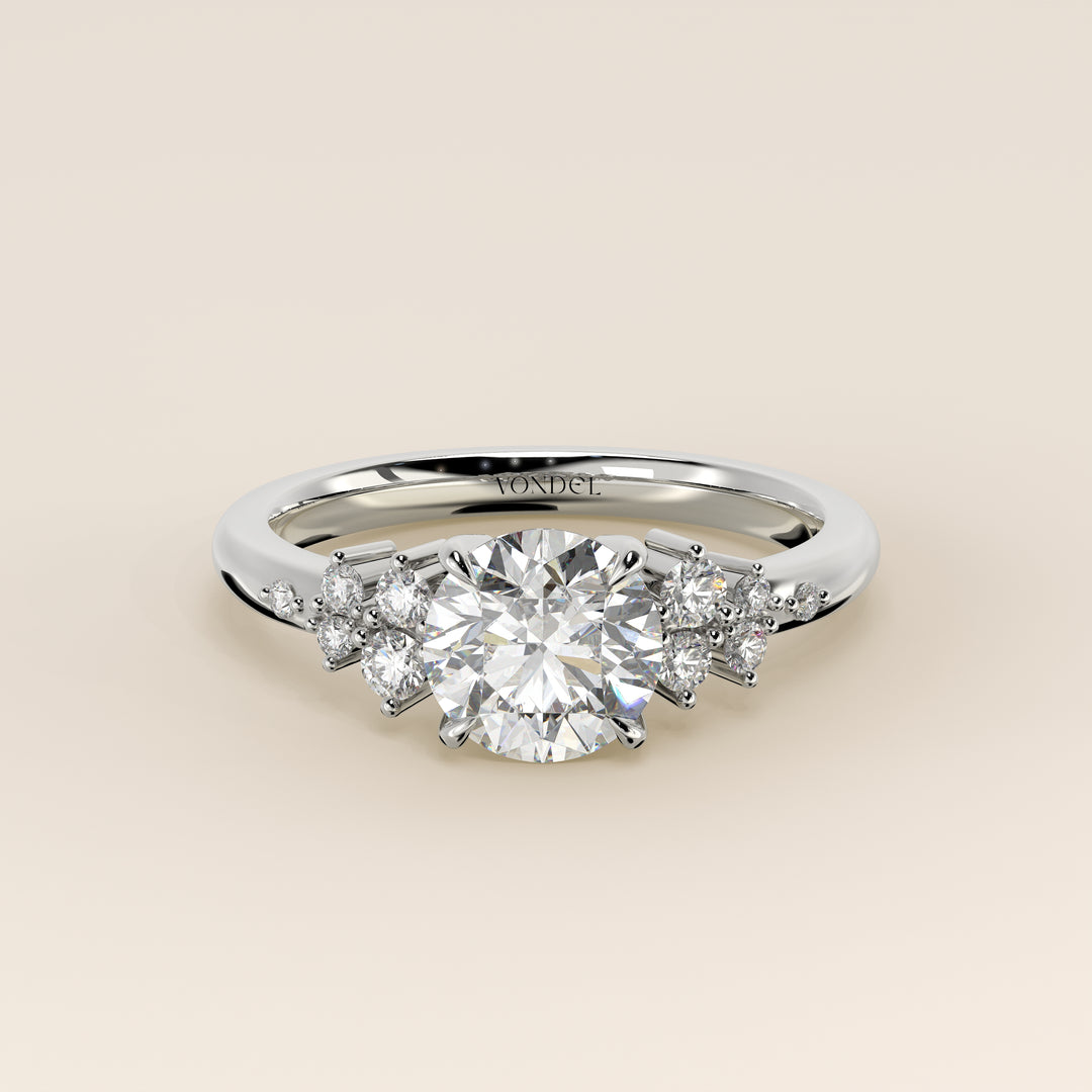 Verlovingsring rond lab grown diamant met hidden halo en lage zetting, witgoud