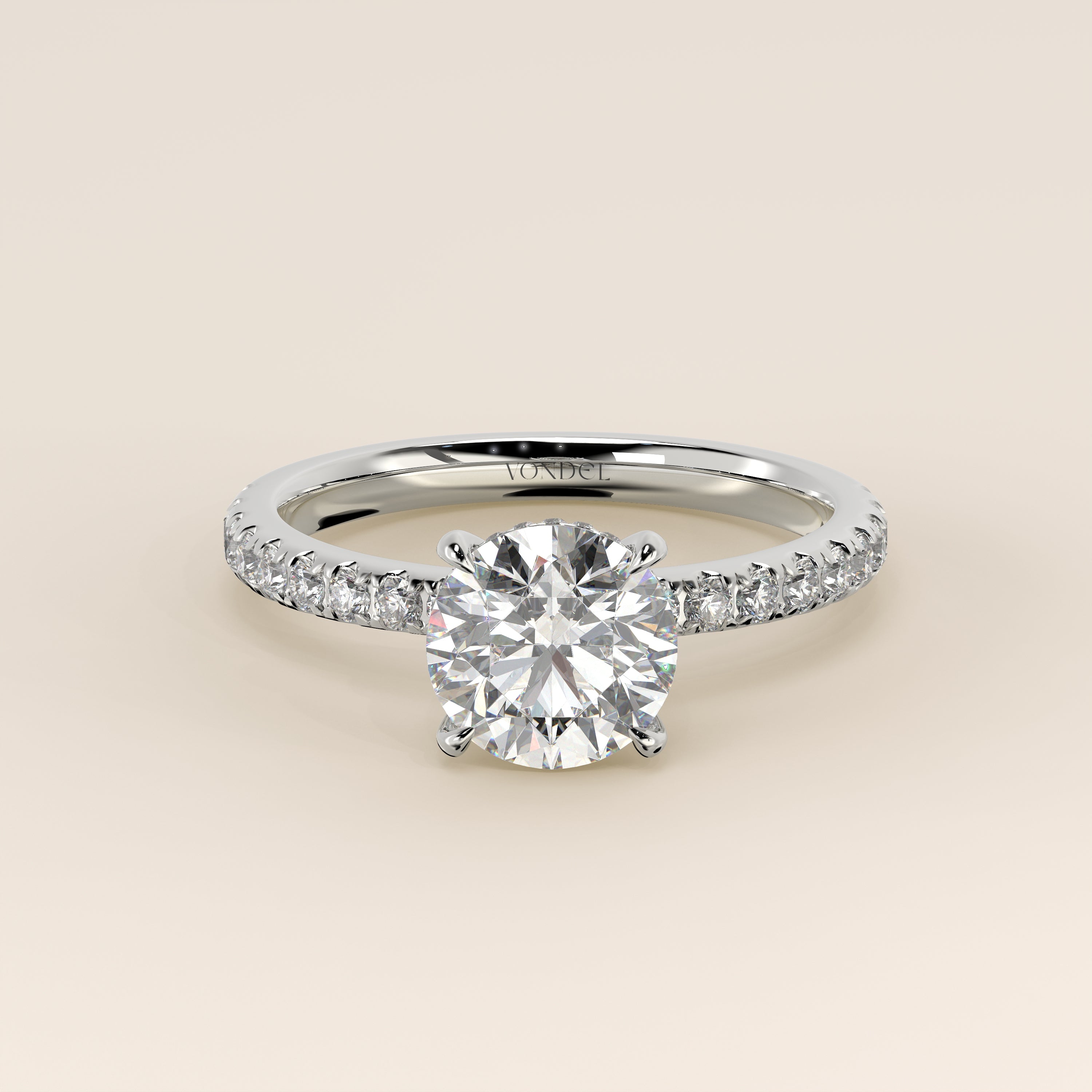 Sylvie - Round Solitaire Lab Grown Diamond Ring with Hidden Halo and P ...