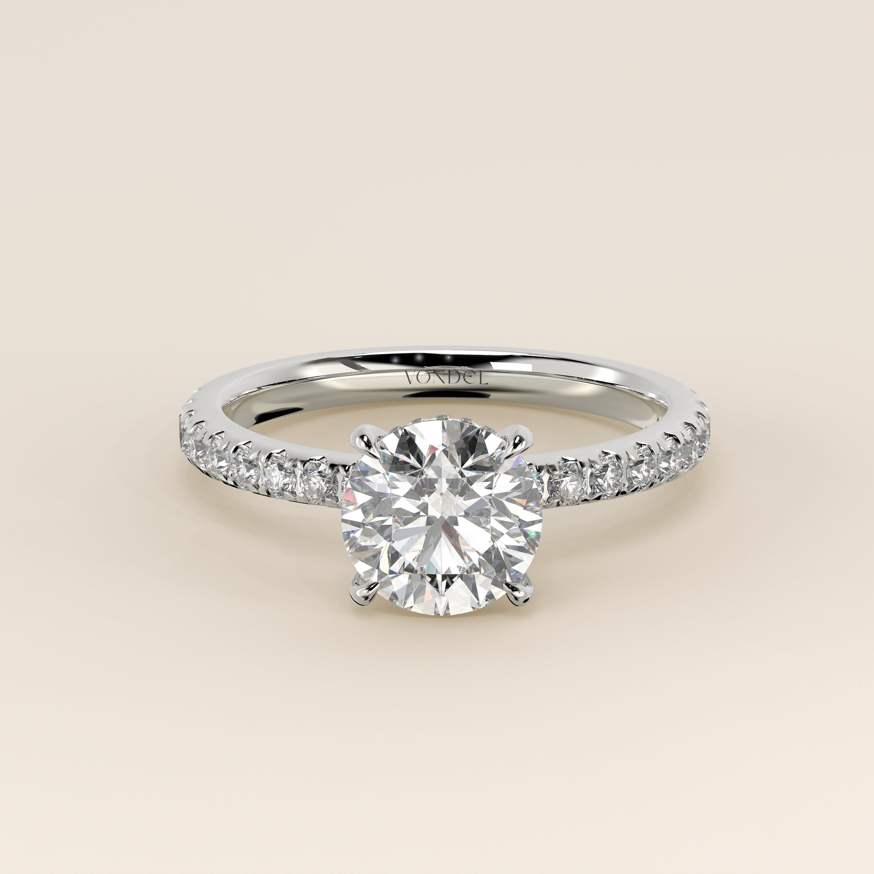 Sylvie - Round Solitaire Lab Grown Diamond Ring with Hidden Halo and P ...