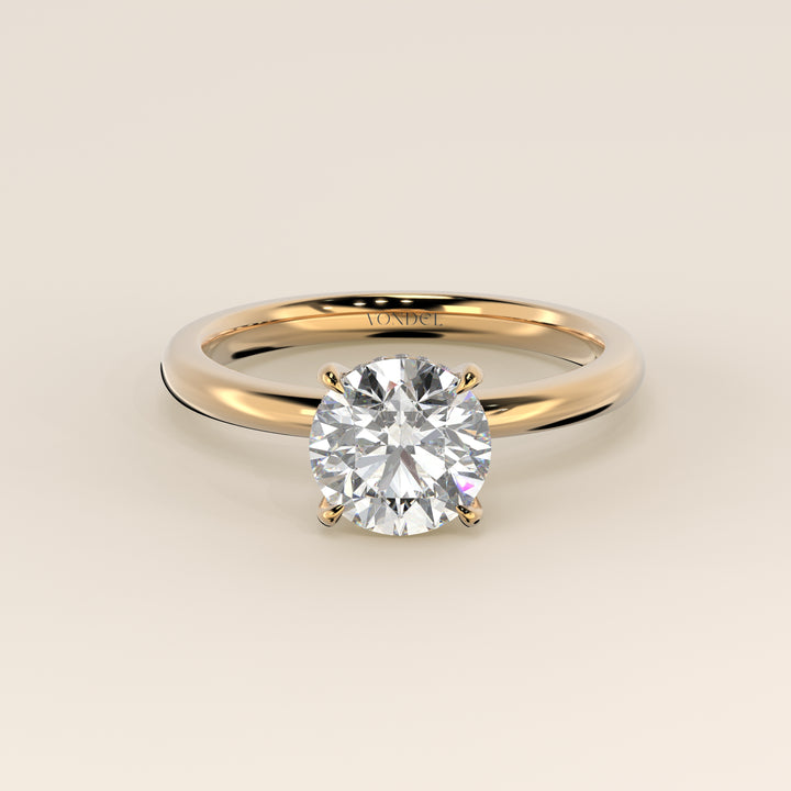 Runder Verlobungsring mit im Labor gezüchtetem Diamanten und verstecktem Halo, Gelbgold