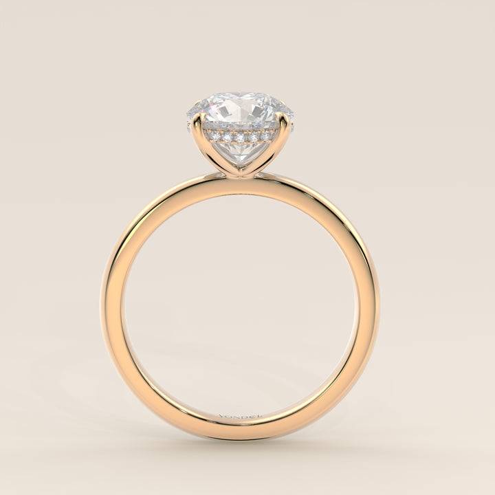 Runder Verlobungsring mit im Labor gezüchtetem Diamanten und verstecktem Halo, Gelbgold