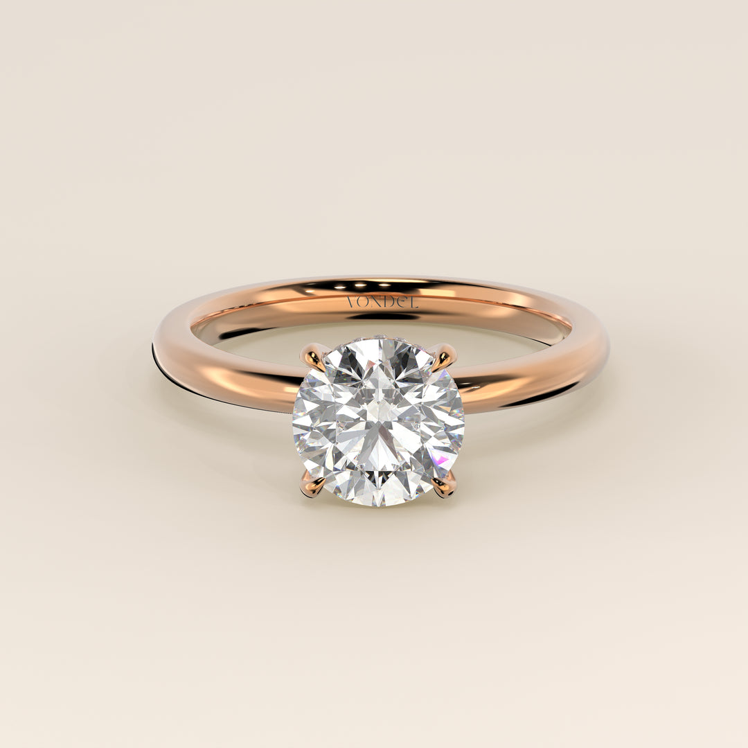 Runder Verlobungsring mit im Labor gezüchtetem Diamanten und verstecktem Halo, Roségold