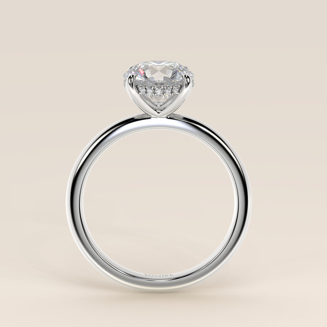 Runder Verlobungsring mit im Labor gezüchtetem Diamanten und verstecktem Halo, Weißgold